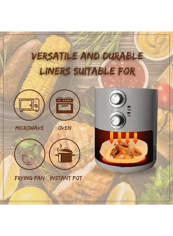 100 قطعة من بطانات المقلاة الهوائية الدائرية للاستعمال مرة واحدة 20 سم، ورق زبدة غير لاصق للخبز والتحميص والبخار والميكروويف، بطانات ورقية أمنة غذائيًا ومقاومة للحرارة من دلوكس كيتشن - Image 4